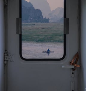 white and brown train door